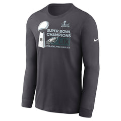 Men's Philadelphia Eagles Anthracite Super Bowl LIX Champions Locker Room Trophy Collection Long Sleeve T-Shirt 