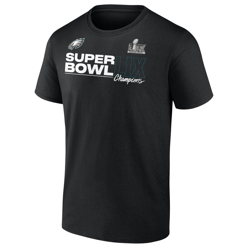 Men's Philadelphia Eagles Black Super Bowl LIX Champions Big & Tall Roster Autograph Signing T-Shirt 