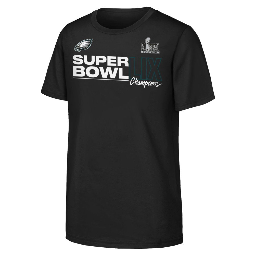 Youth Philadelphia Eagles  Black Super Bowl LIX Champions Roster T-Shirt 