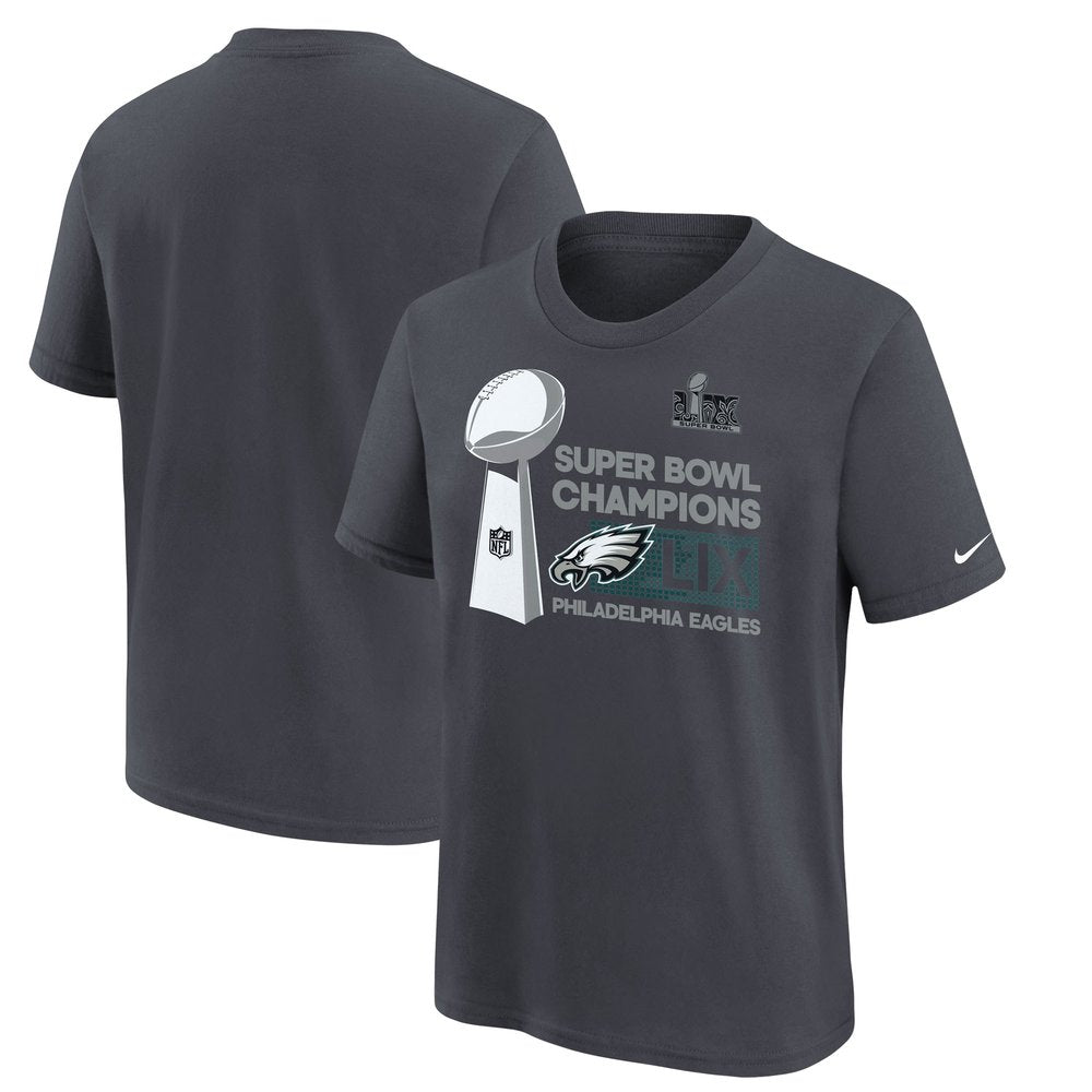 Youth Philadelphia Eagles Anthracite Super Bowl LIX Champions Locker Room Trophy Collection T-Shirt 
