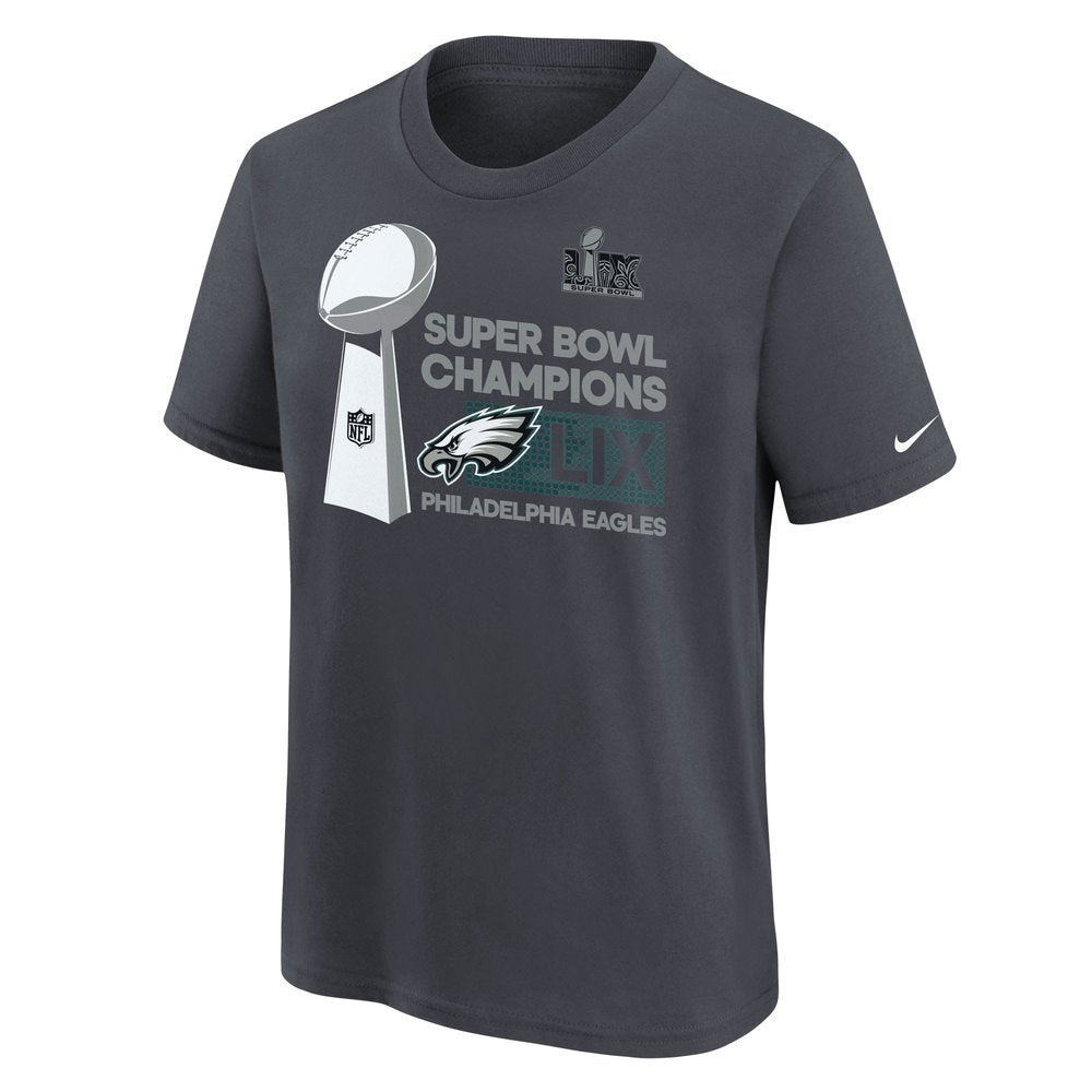 Youth Philadelphia Eagles Anthracite Super Bowl LIX Champions Locker Room Trophy Collection T-Shirt 