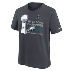 Youth Philadelphia Eagles Anthracite Super Bowl LIX Champions Locker Room Trophy Collection T-Shirt 