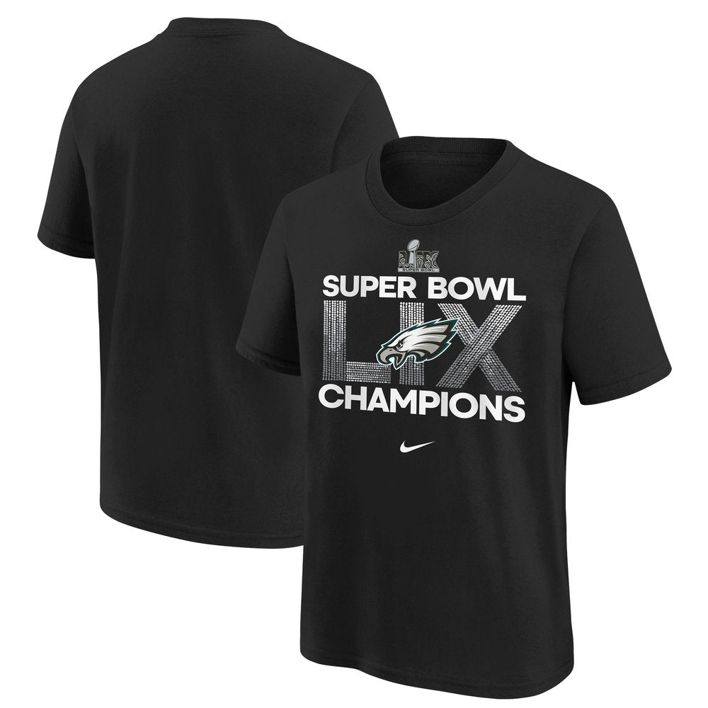 Youth Philadelphia Eagles Black Super Bowl LIX Champions T-Shirt 