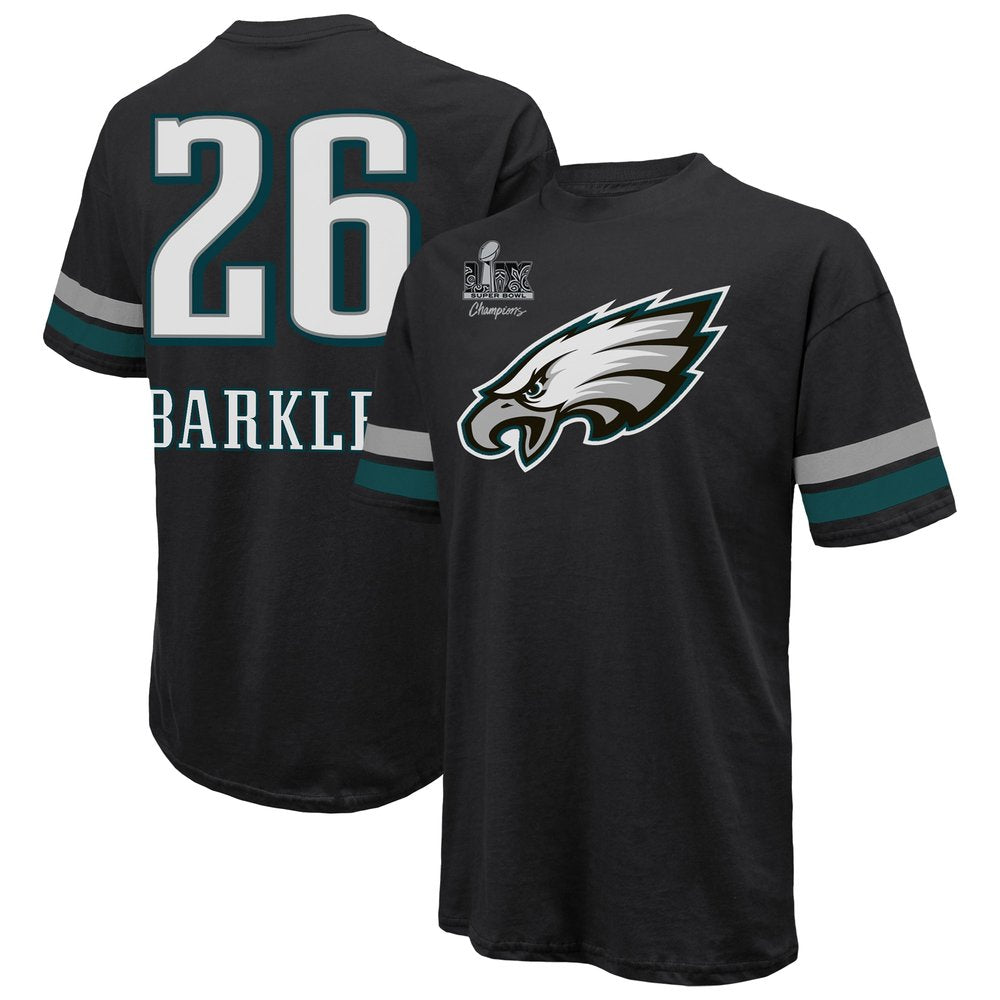 Men's Philadelphia Eagles Saquon Barkley Threads Black Super Bowl LIX Champions Oversized Player Name & Number T-Shirt 