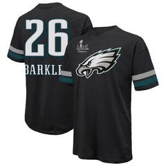 Men's Philadelphia Eagles Saquon Barkley Threads Black Super Bowl LIX Champions Oversized Player Name & Number T-Shirt 