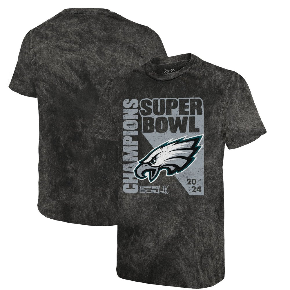 Men's Philadelphia Eagles Threads Black Super Bowl LIX Champions Mineral Wash T-Shirt 
