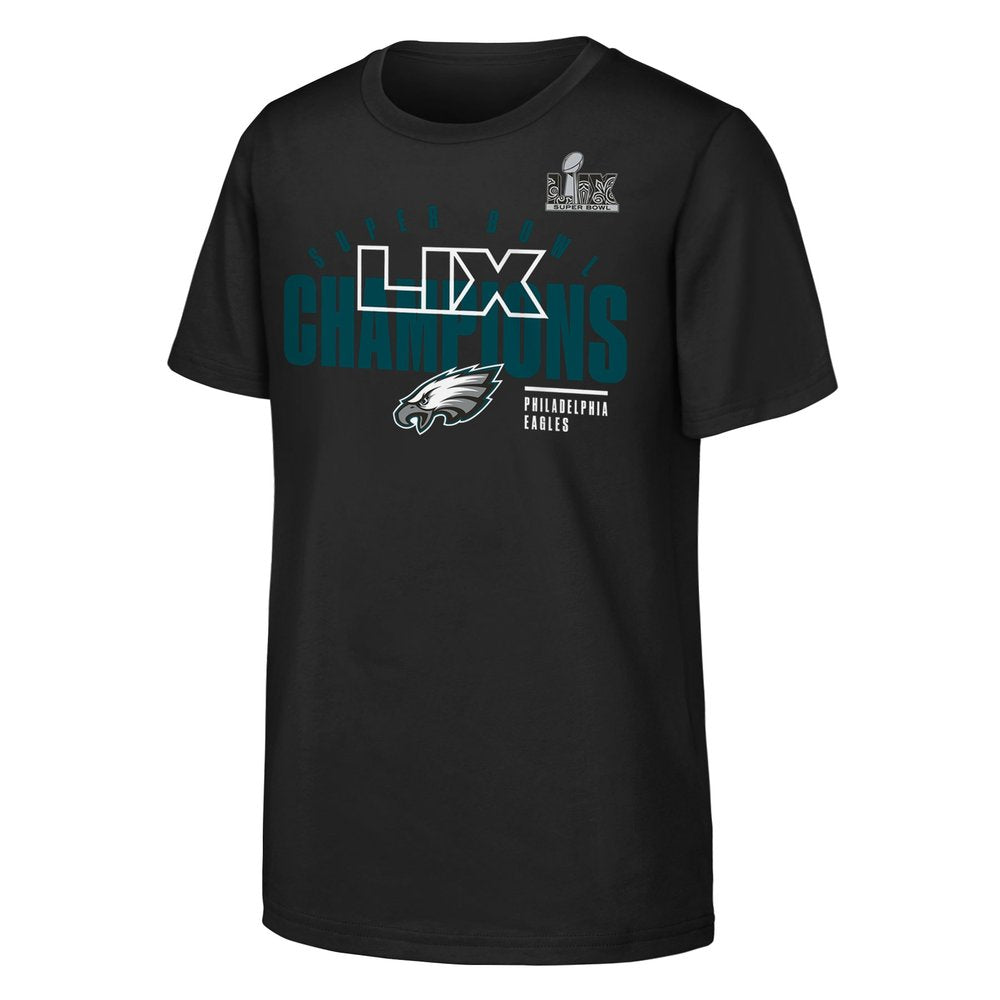 Youth Philadelphia Eagles  Black Super Bowl LIX Champions Iconic Victory T-Shirt 