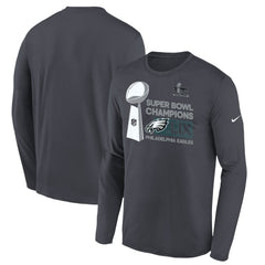 Youth Philadelphia Eagles Anthracite Super Bowl LIX Champions Locker Room Trophy Collection Long Sleeve T-Shirt 