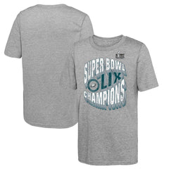 Youth Philadelphia Eagles  Heather Gray Super Bowl LIX Champions Historic Win Tri-Blend T-Shirt 