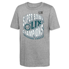 Youth Philadelphia Eagles  Heather Gray Super Bowl LIX Champions Historic Win Tri-Blend T-Shirt 