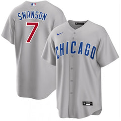 Youth Chicago Cubs #7 Dansby Swanson Grey Cool Base Stitched Baseball Jersey