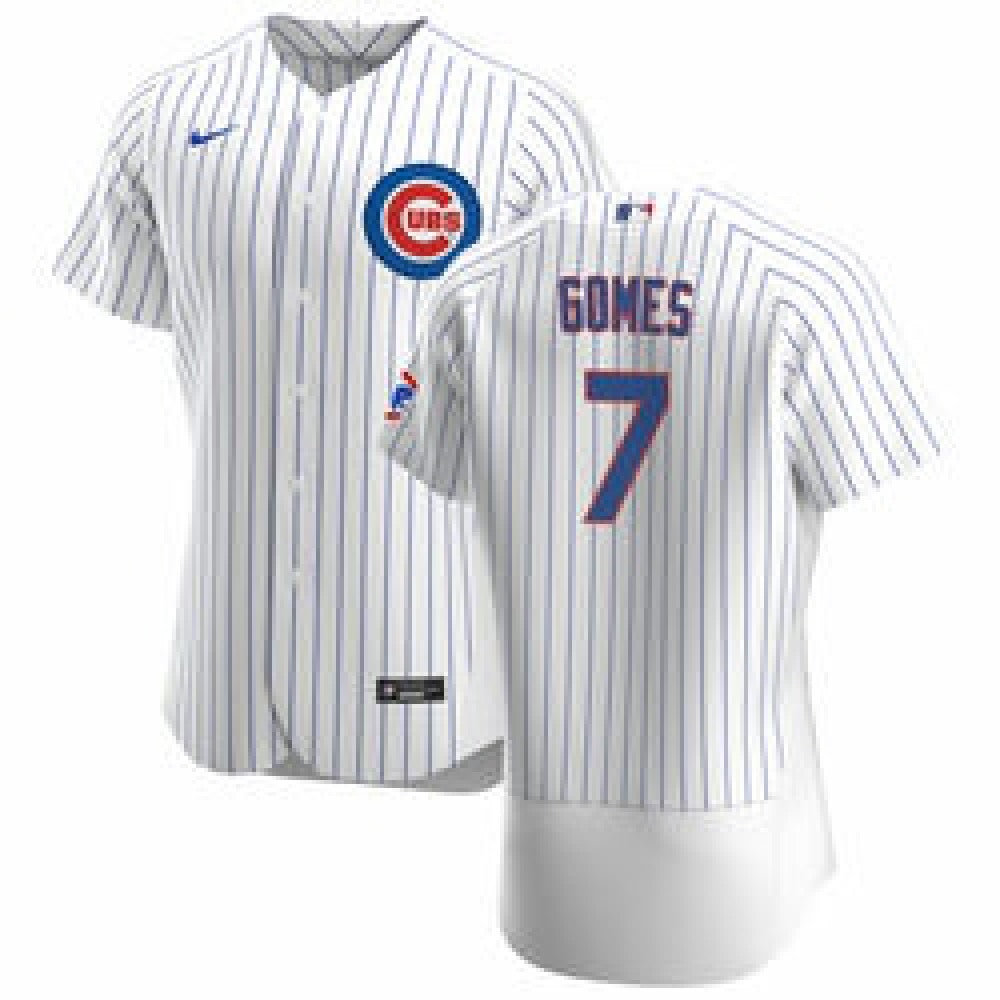 Youth Chicago Cubs #7 Yan Gomes White Flex Base Stitched Jersey