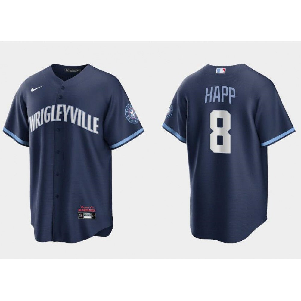 Youth Chicago Cubs #8 ian Happ Navy City Connect Cool Base Stitched Baseball Jersey