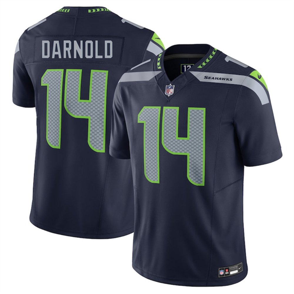 Men's Seattle Seahawks #14 Sam Darnold Navy 2024 F.U.S.E Vapor Limited Stitched Football Jersey 