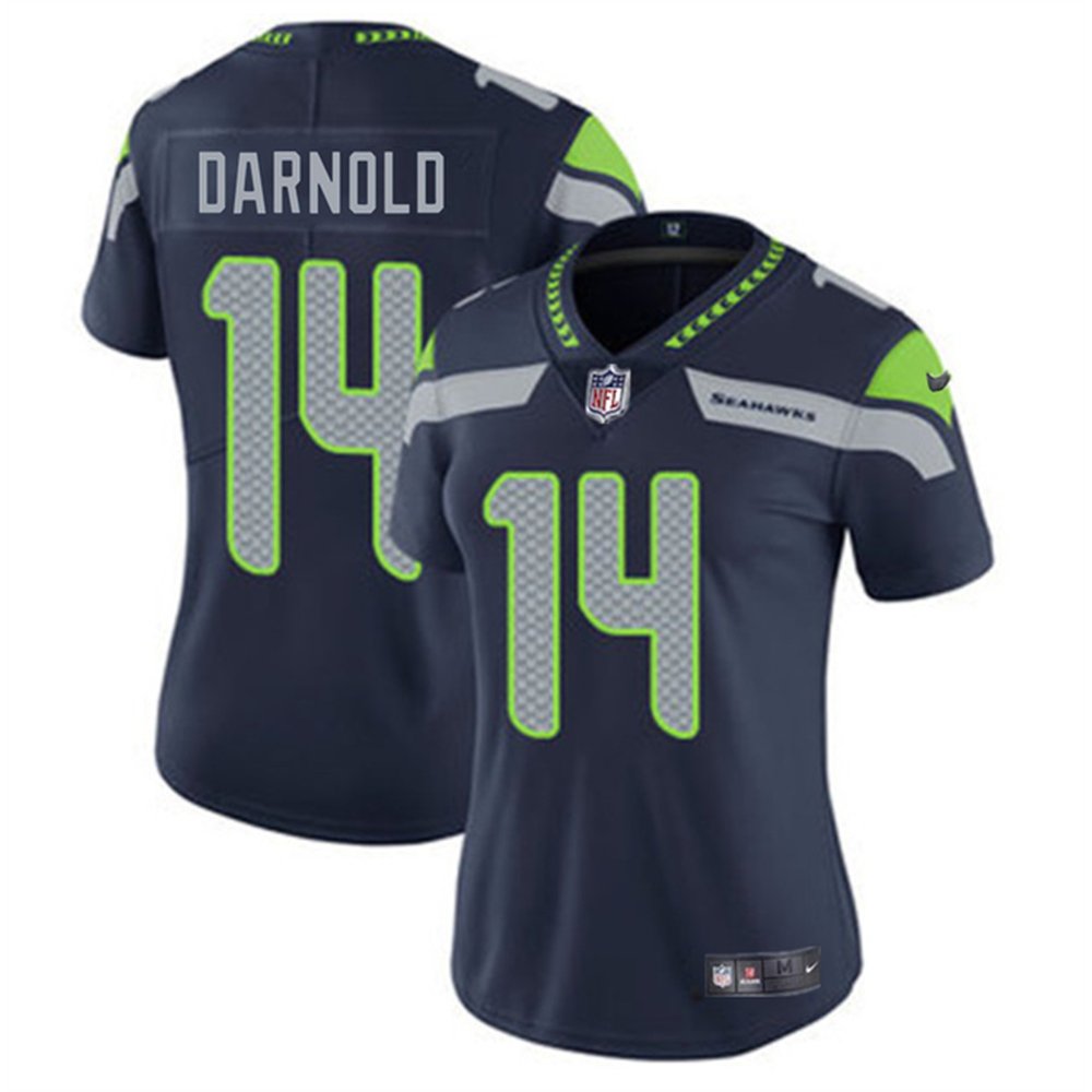 Women's Seattle Seahawks #14 Sam Darnold Navy Vapor Limited Stitched Football Jersey 
