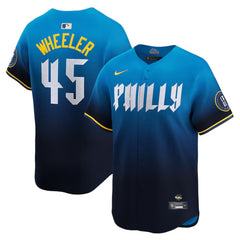 Men's Philadelphia Phillies #45 Zack Wheeler Blue 2024 City Connect Limited Player Jersey