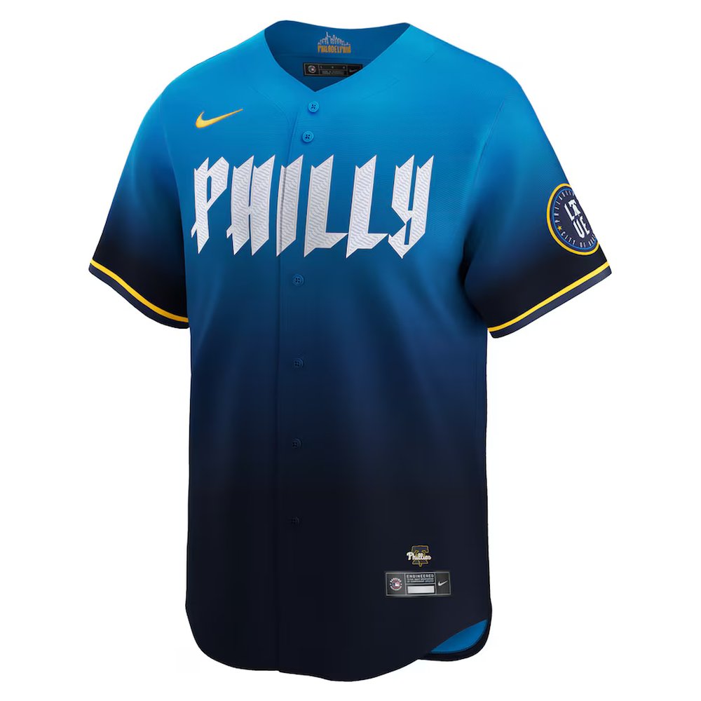 Men's Philadelphia Phillies #45 Zack Wheeler Blue 2024 City Connect Limited Player Jersey