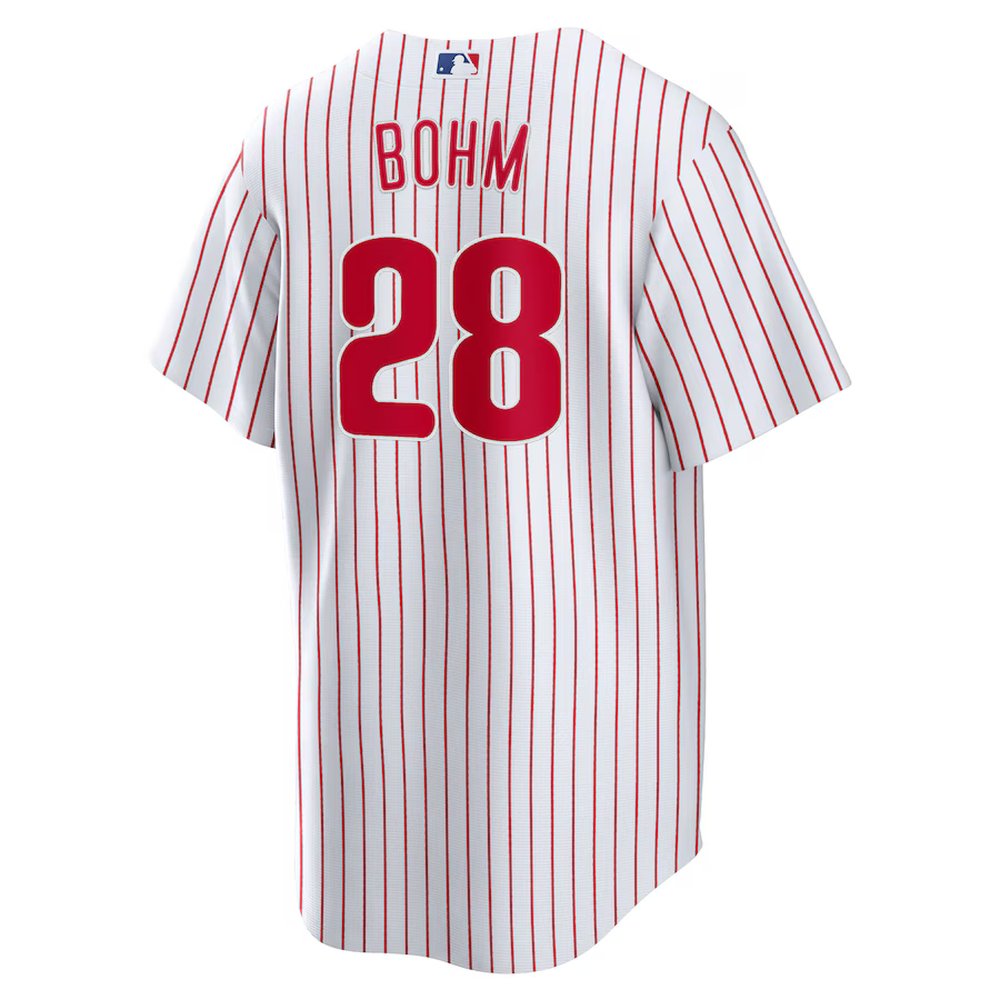 Men's Philadelphia Phillies #28 Alec Bohm White Replica Player Jersey