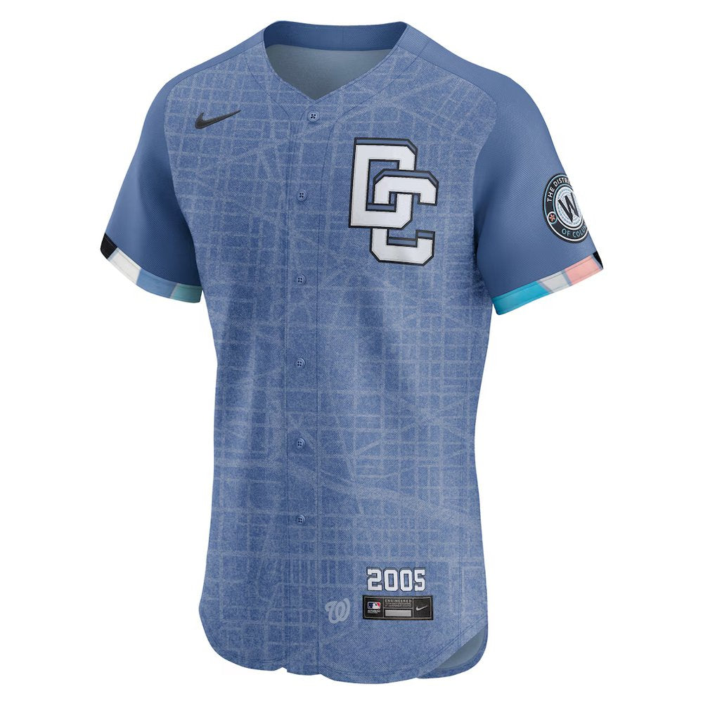 Men's Washington Nationals #3 Dylan Crews Blue 2025 City Connect Elite Jersey