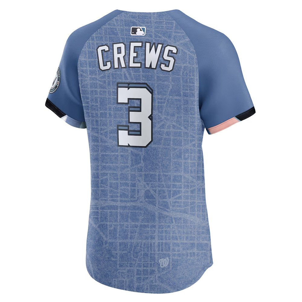 Youth Washington Nationals #3 Dylan Crews Blue 2025 City Connect Elite Jersey
