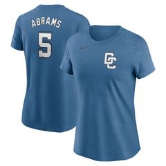 Women's Washington Nationals #5 CJ Abrams Blue 2025 City Connect Fuse Name & Number 2.0 T-Shirt