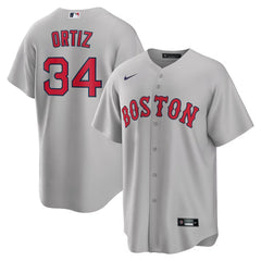 Men's Boston Red Sox #34 David Ortiz Gray Road Replica Player Jersey