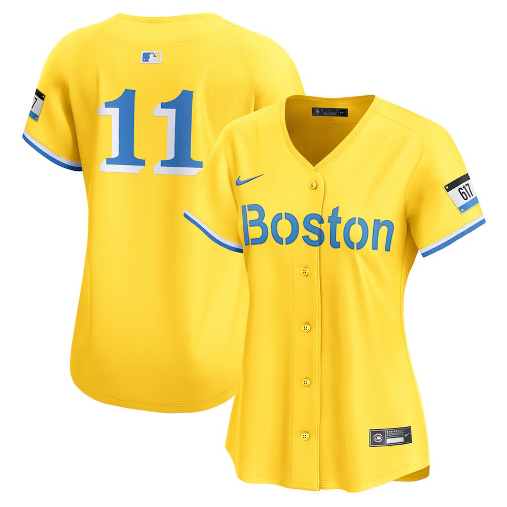 Women's Boston Red Sox #11 Rafael Devers Gold City Connect Limited Player Jersey