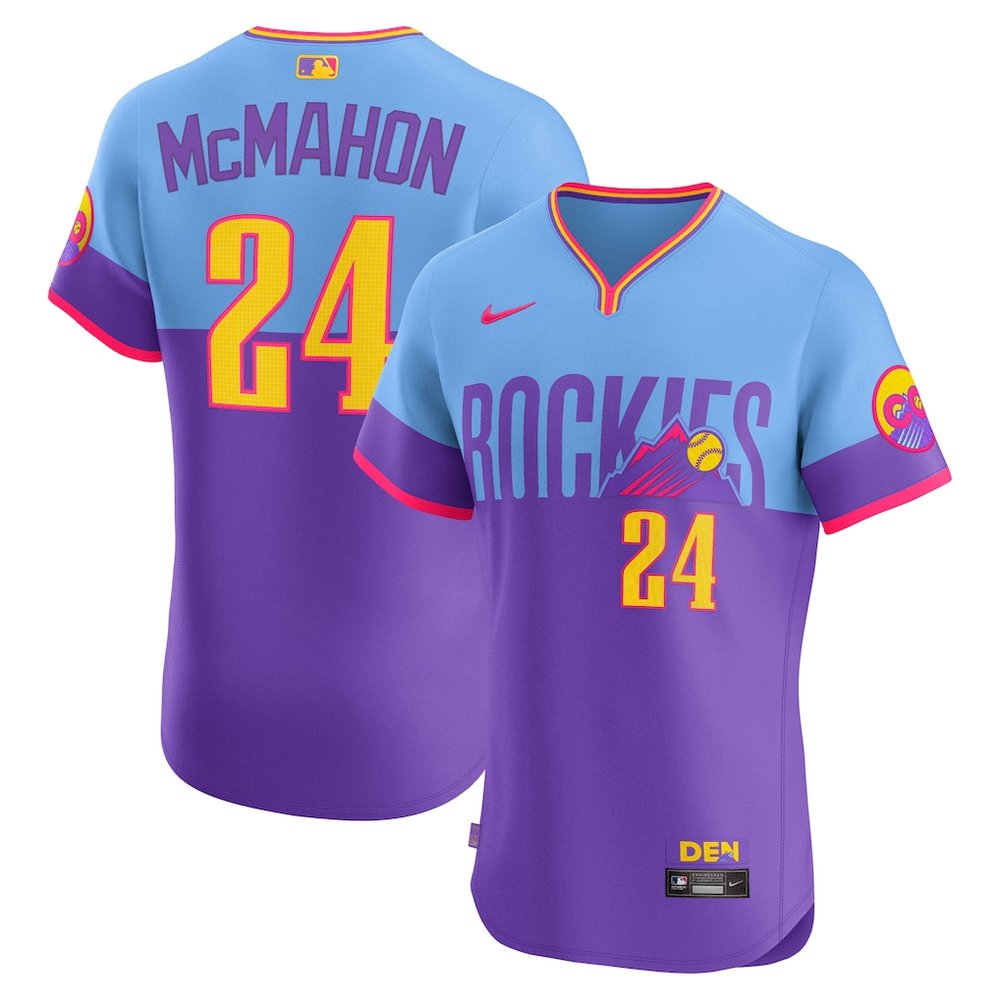 Men's Colorado Rockies #24 Ryan McMahon Purple/Light Blue 2025 City Connect Elite Player Jersey