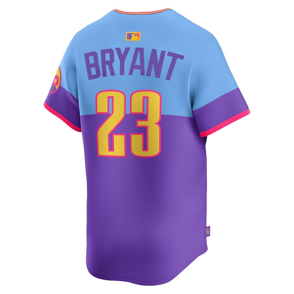 Youth Colorado Rockies #23 Kris Bryant Purple/Light Blue 2025 City Connect Limited Player Jersey
