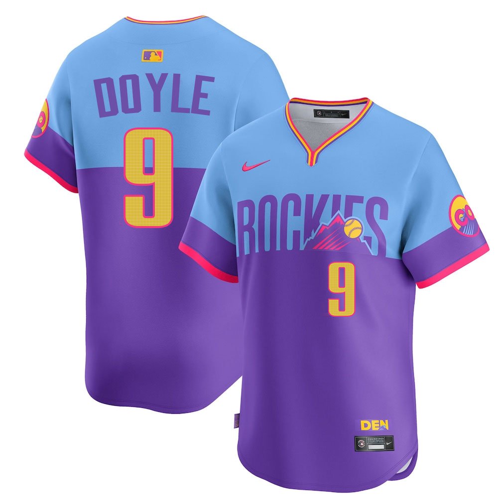 Youth Colorado Rockies #9 Brenton Doyle Purple/Light Blue 2025 City Connect Elite Player Jersey