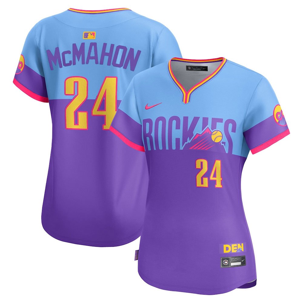 Women's Colorado Rockies #24 Ryan McMahon Purple/Light Blue 2025 City Connect Limited Player Jersey
