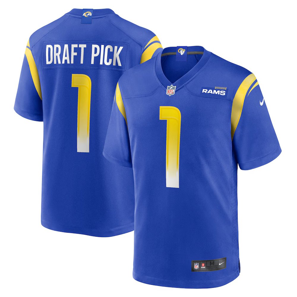 Men's Los Angeles Rams #1 Royal 2025 NFL Draft First Round Pick No. 26 Game Jersey 