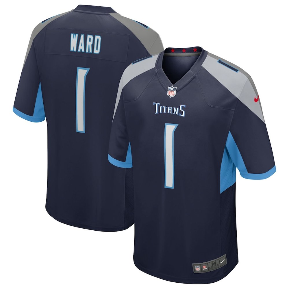 Men's Tennessee Titans #1 Cameron Ward Navy 2025 NFL Draft First Round Pick Alternate Game Jersey 