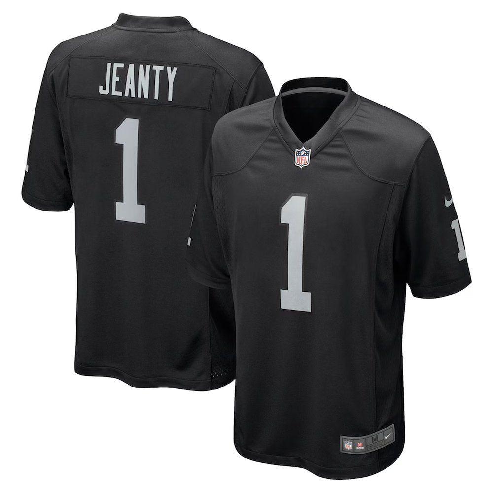 Men's Las Vegas Raiders #1 Ashton Jeanty Black 2025 NFL Draft First Round Pick Game Jersey 