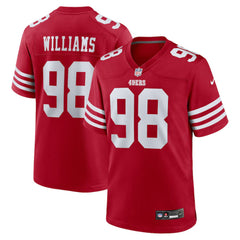 Men's San Francisco 49ers #1 Mykel Williams Scarlet 2025 NFL Draft First Round Pick No. 11 Game Jersey 