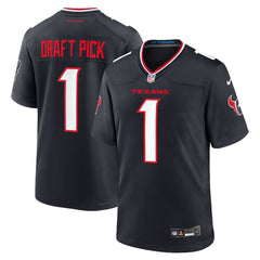 Youth Houston Texans #1 Navy 2025 NFL Draft First Round Pick No. 25 Game Jersey 