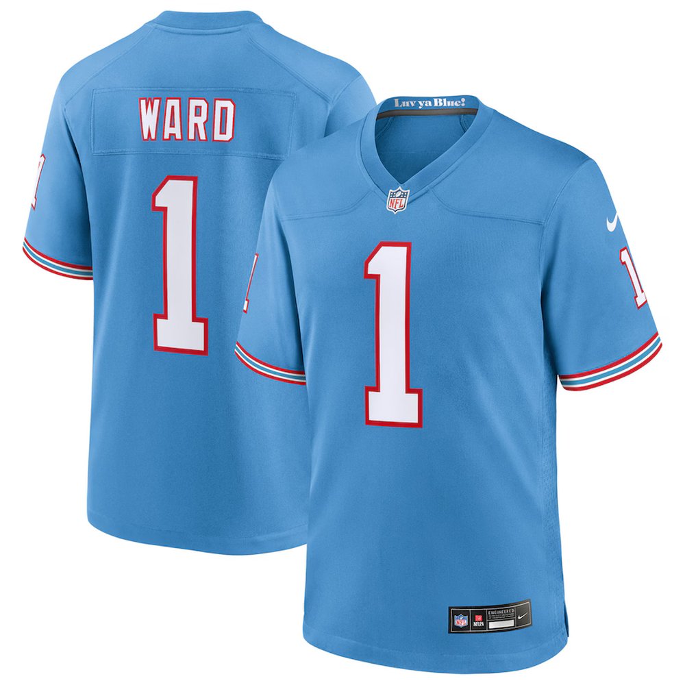 Youth Tennessee Titans #1 Cameron Ward Light Blue 2025 NFL Draft First Round Pick 2nd Game Jersey 