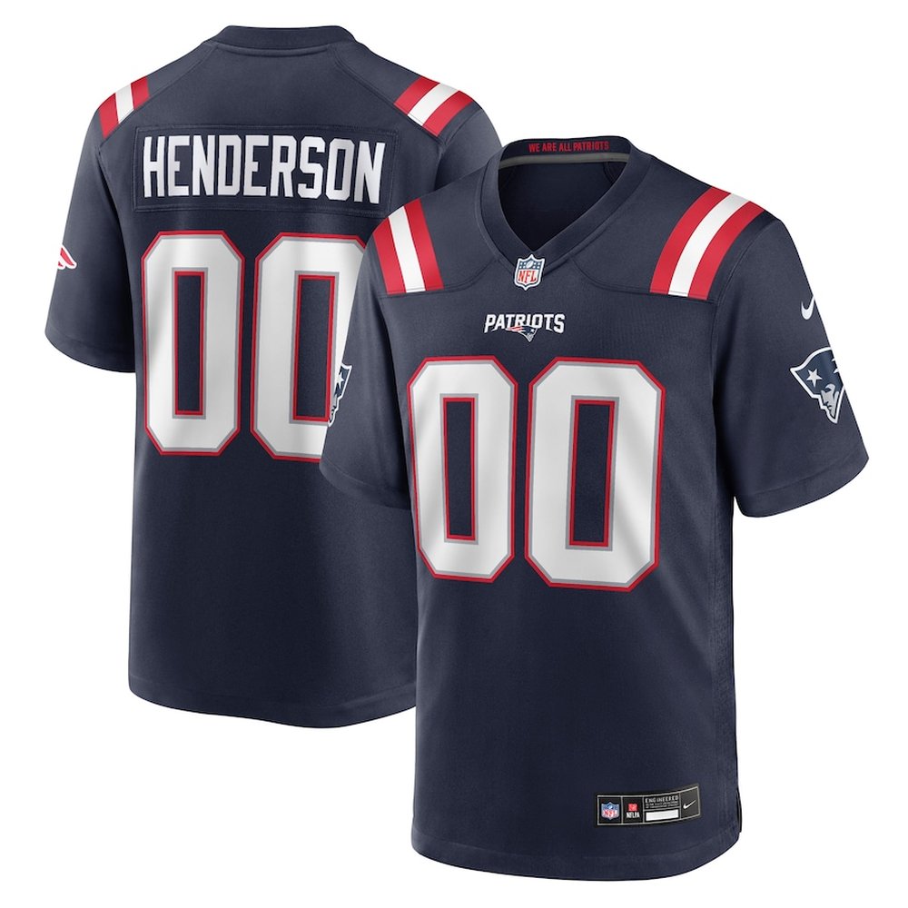 Men's New England Patriots #00 TreVeyon Henderson Navy 2025 NFL Draft Game Jersey 