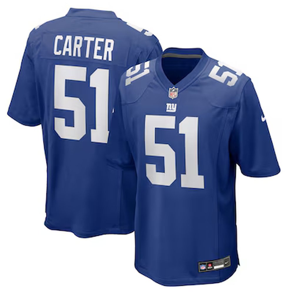 Men's New York Giants #1 Abdul Carter Royal 2025 NFL Draft First Round Pick Game Jersey 