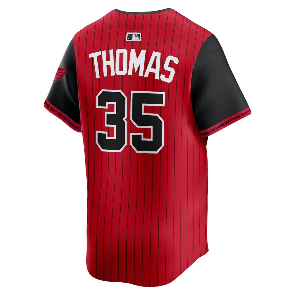 Men's Chicago White Sox #35 Frank Thomas Red/Black 2025 City Connect Limited Retired Player Jersey