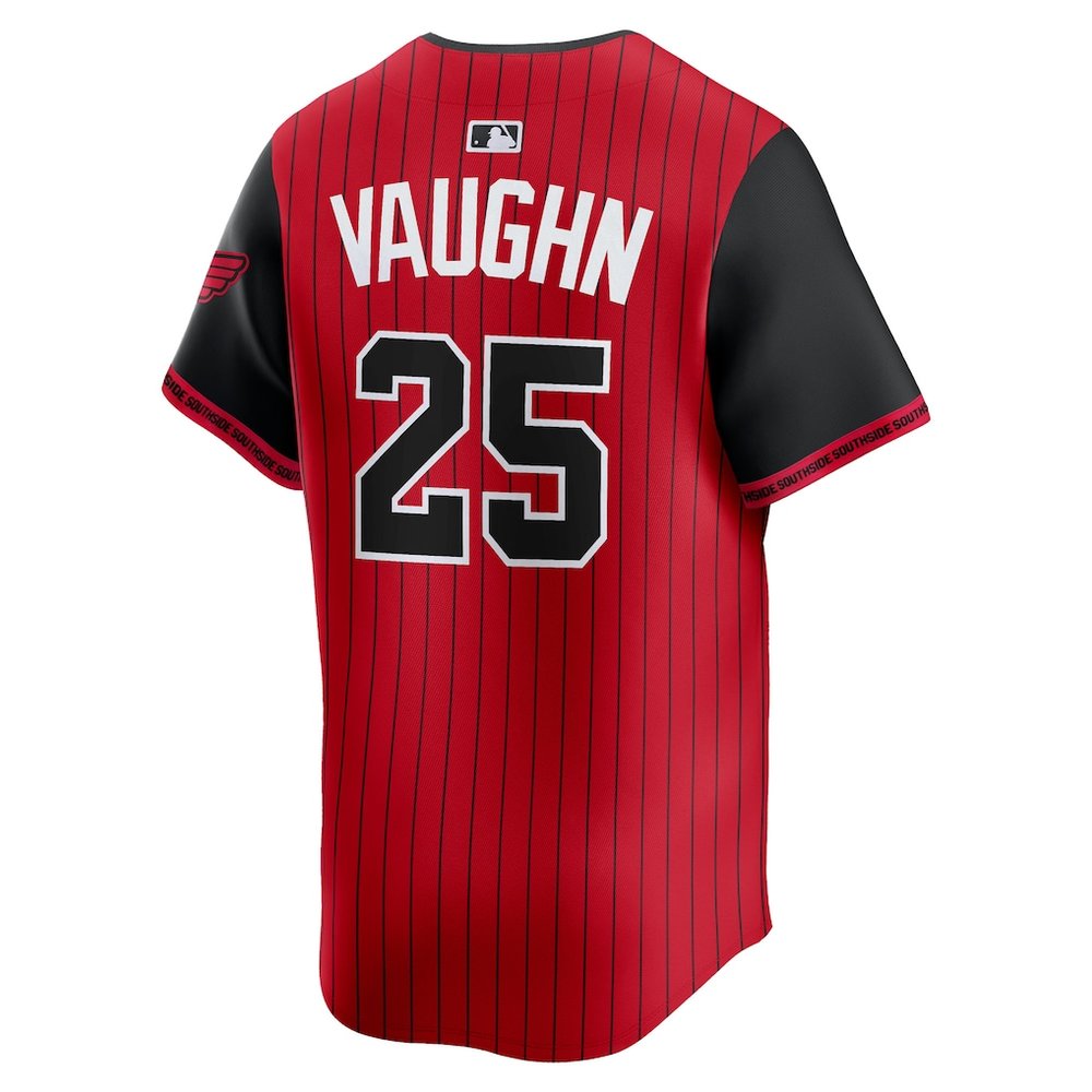 Men's Chicago White Sox #25 Andrew Vaughn Red/Black 2025 City Connect Limited Player Jersey