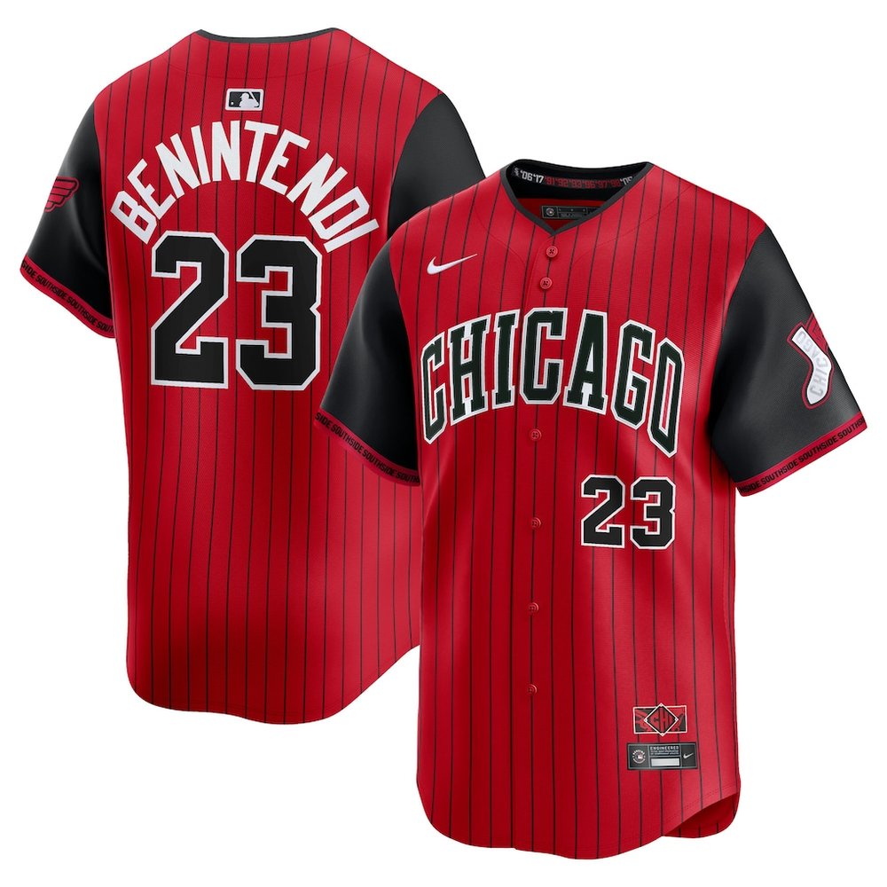 Youth Chicago White Sox #23 Andrew Benintendi Red/Black 2025 City Connect Limited Player Jersey