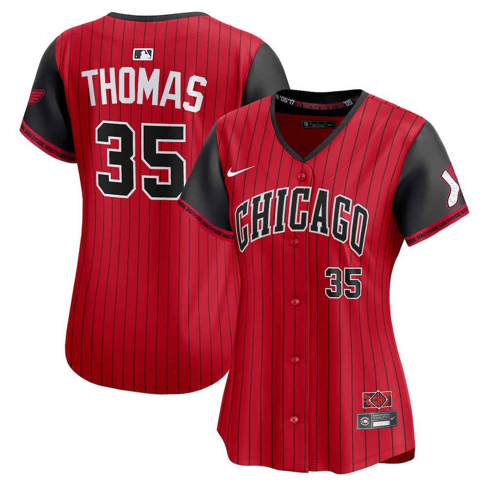 Women's Chicago White Sox #35 Frank Thomas Red/Black 2025 City Connect Limited Retired Player Jersey