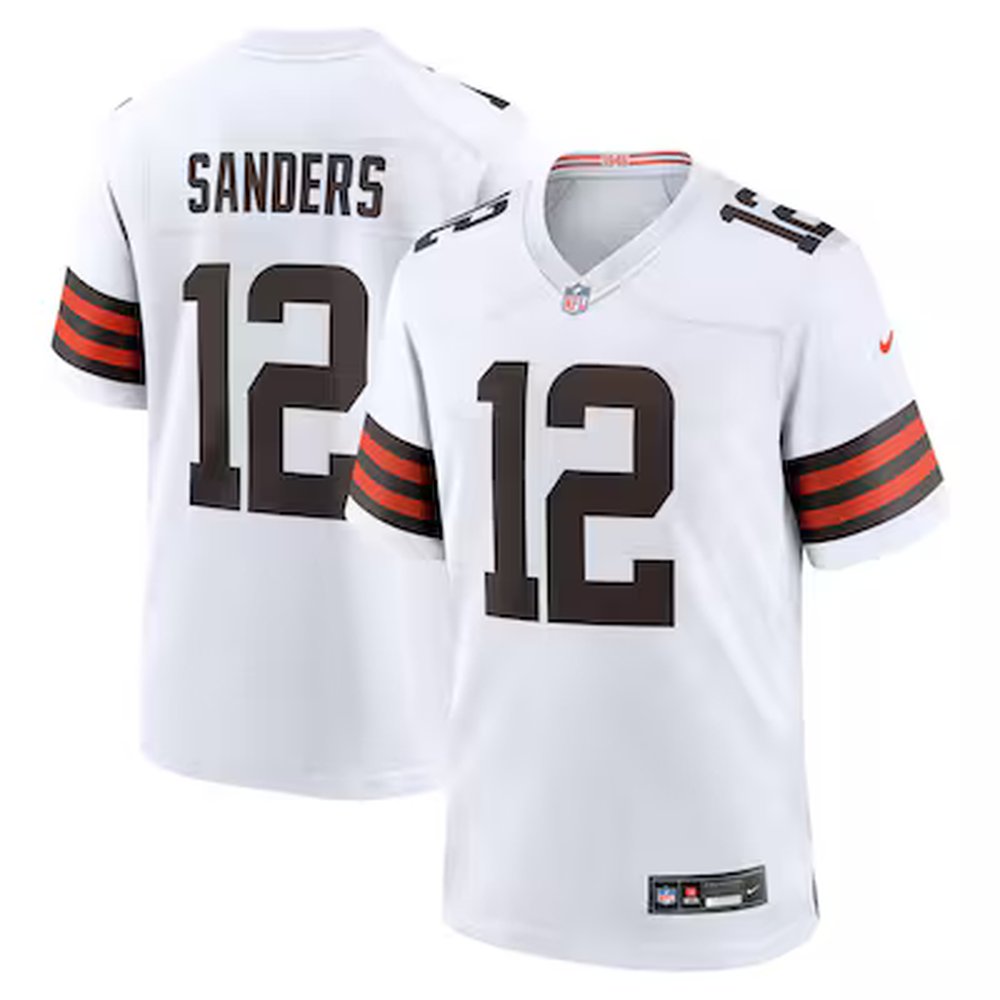 Men's Cleveland Browns #00 Shedeur Sanders White 2025 NFL Draft Game Jersey 