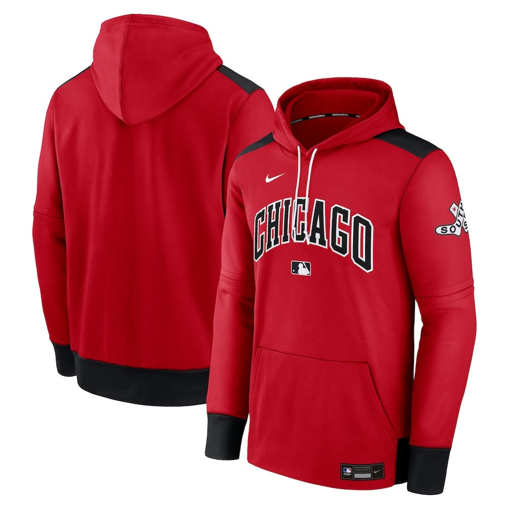Women's Chicago White Sox Red/Black 2025 City Connect Authentic Collection Performance Pullover Hoodie