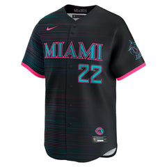 Men's Miami Marlins #22 Sandy Alcantara Black 2025 City Connect Limited Jersey