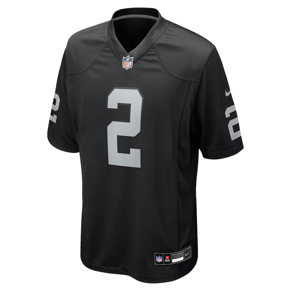 Men's Las Vegas Raiders #2 Ashton Jeanty Black 2025 NFL Draft First Round Pick Game Jersey 