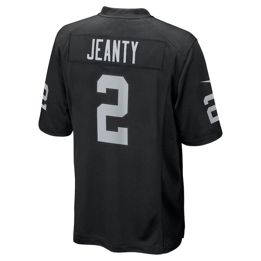 Men's Las Vegas Raiders #2 Ashton Jeanty Black 2025 NFL Draft First Round Pick Game Jersey 