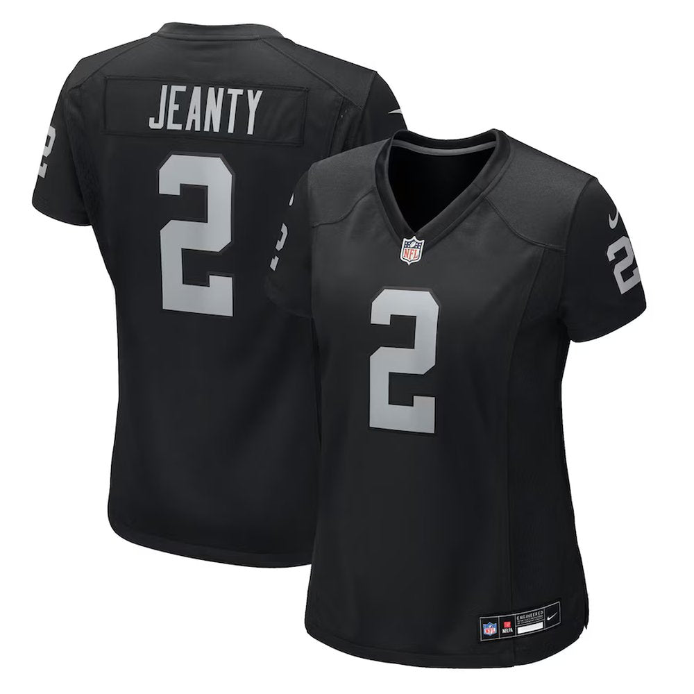 Women's Las Vegas Raiders #2 Ashton Jeanty Black 2025 NFL Draft First Round Pick Team Game Jersey 