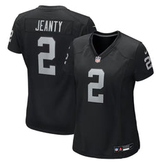 Women's Las Vegas Raiders #2 Ashton Jeanty Black 2025 NFL Draft First Round Pick Team Game Jersey 
